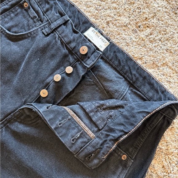 We The Free Denim - We The Free Black Button Fly Barrel Jeans